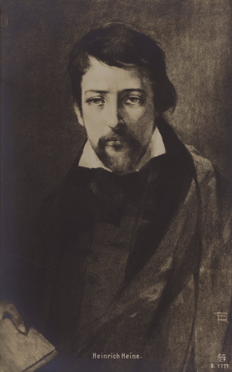 Heinrich Heine, poeta tedesco. (litografia) da German School