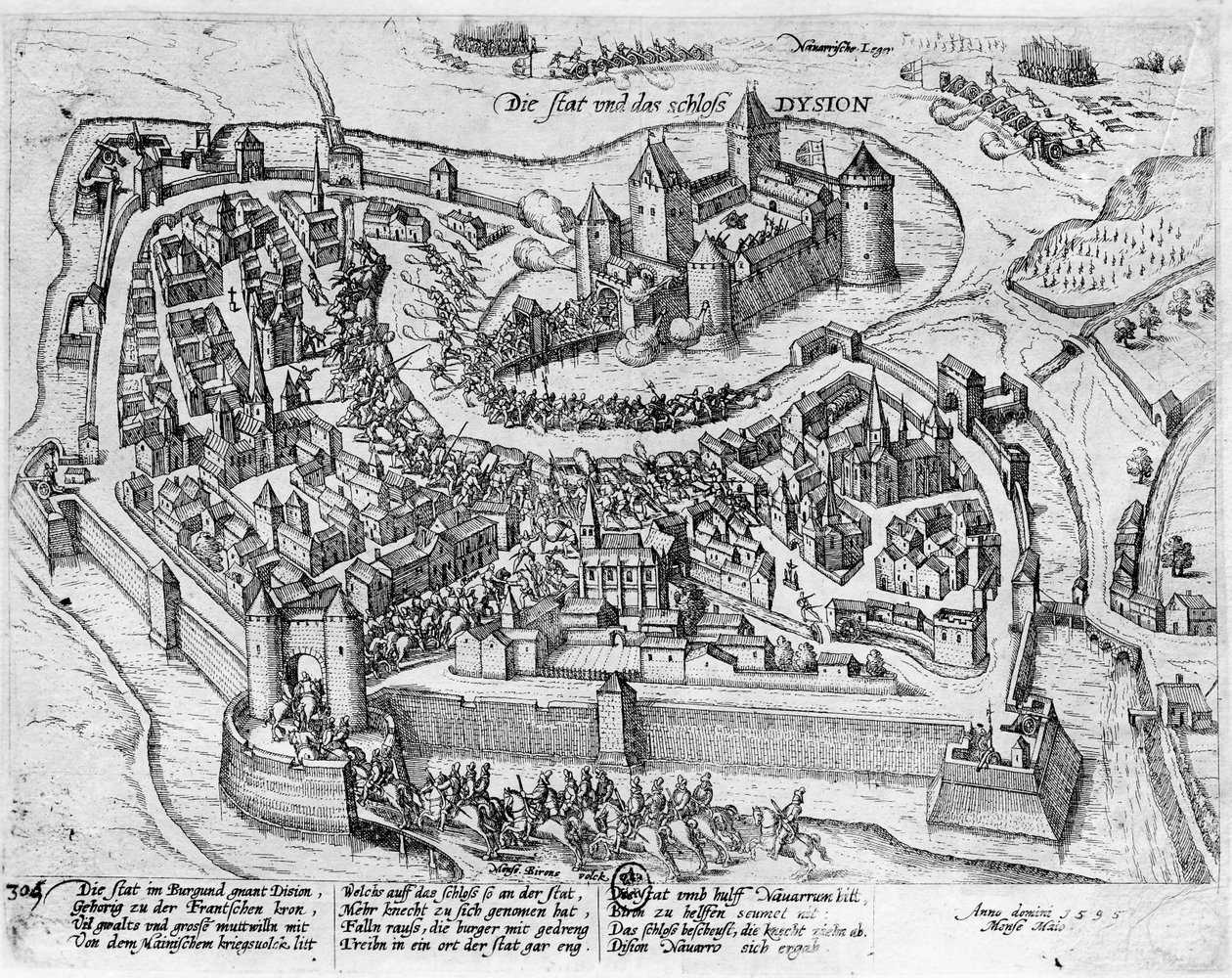 Enrico IV (1553-1610) entra a Digione, dopo la sua vittoria a Fontaine-Francaise sugli Spagnoli, 5 giugno 1595 da German School