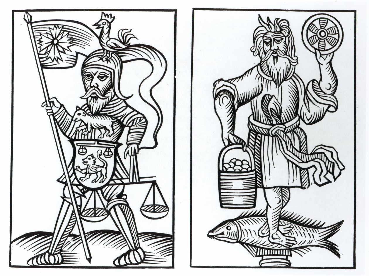 Hermensul o Irmensul (sinistra) e Crodon (destra) idoli degli antichi Sassoni, da un