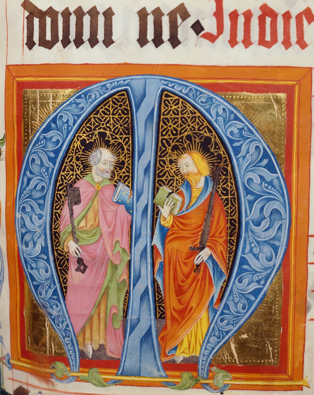 Iniziale istoriata M con i Santi Pietro e Paolo, dal Graduale di Friedrich Zollner di Langenzenn, 1439-42 da German School
