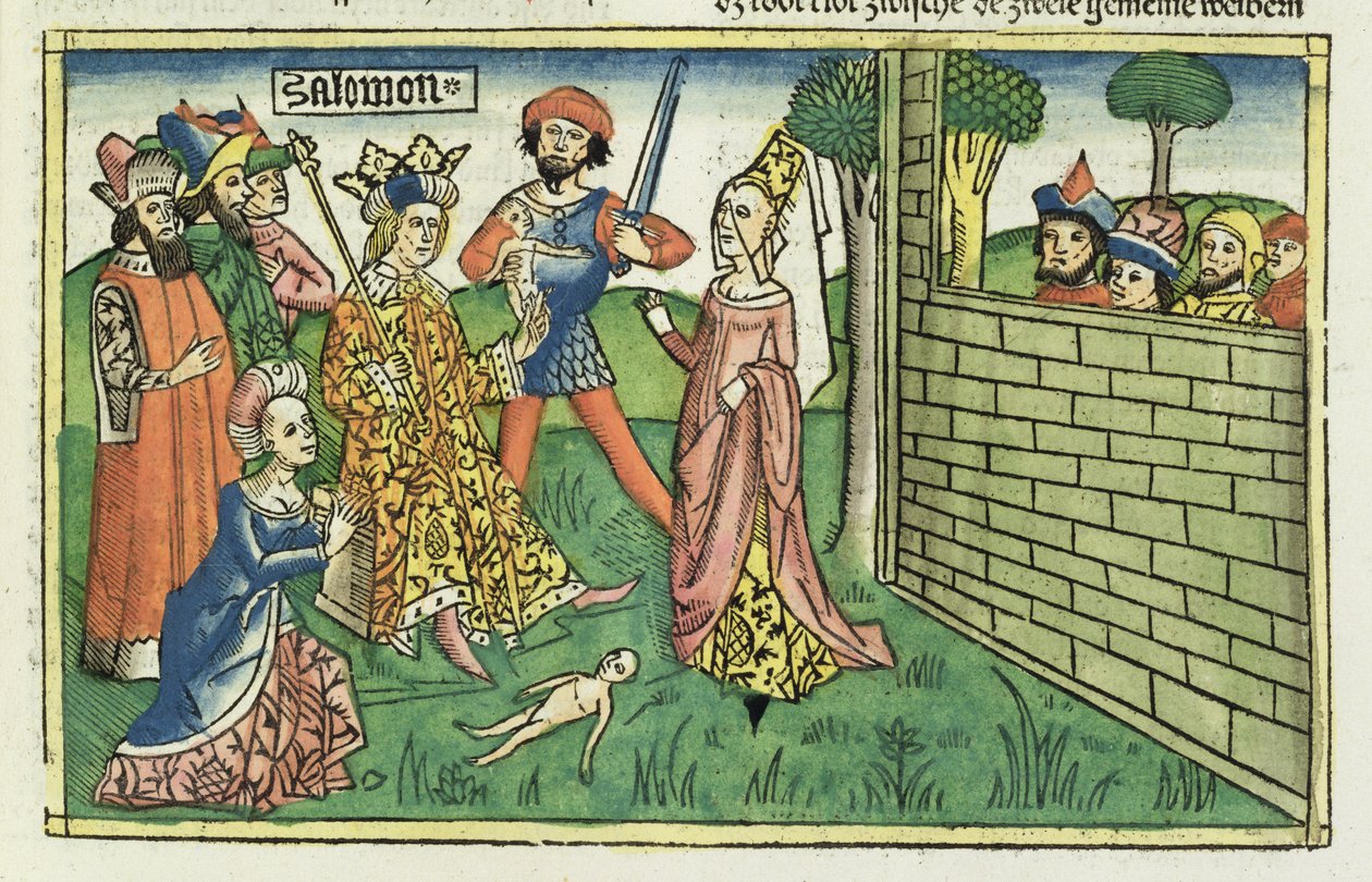 Il giudizio di Salomone, dalla Bibbia di Norimberga (Biblia Sacra Germanaica) da German School