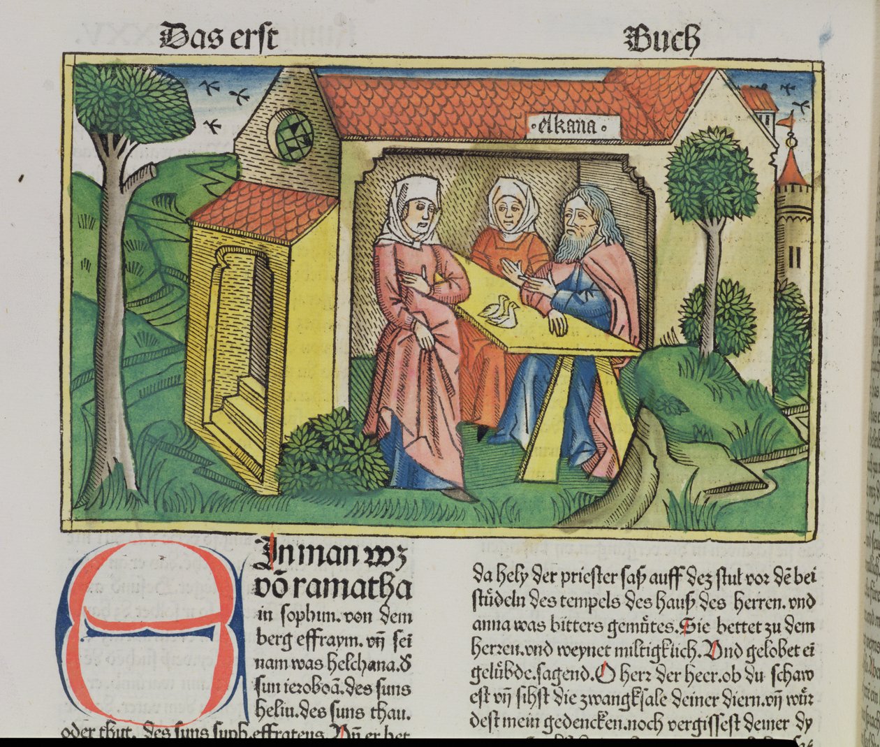 I Samuele 1:8 Elkanah conforta Anna, dalla Bibbia di Norimberga (Biblia Sacra Germanaica) da German School