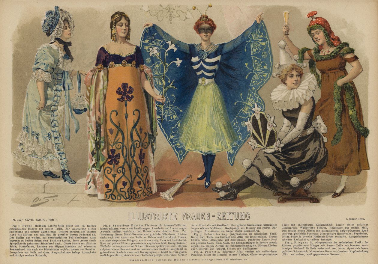 Illustrazione per Illustrirte Frauen-Zeitung (litografia a colori) da German School