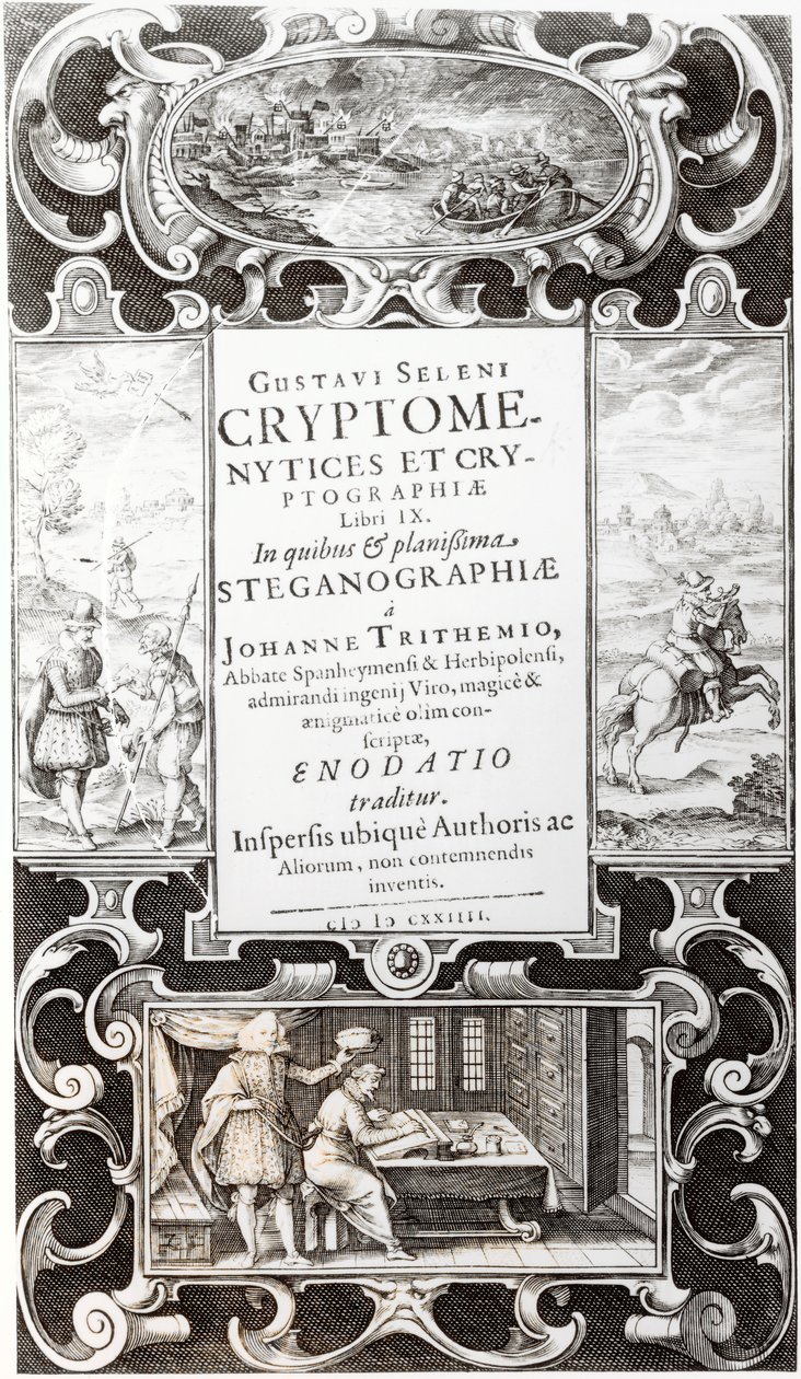 Illustrazione dal Libro 9 di Cryptomenysis e Cryptography di Gustavus Selenus (Augustus, Duca di Brunswick), 1624 da German School