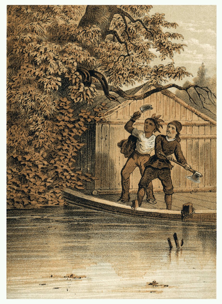 Illustrazione della conquista del fiume Amazzoni da parte degli europei. in 