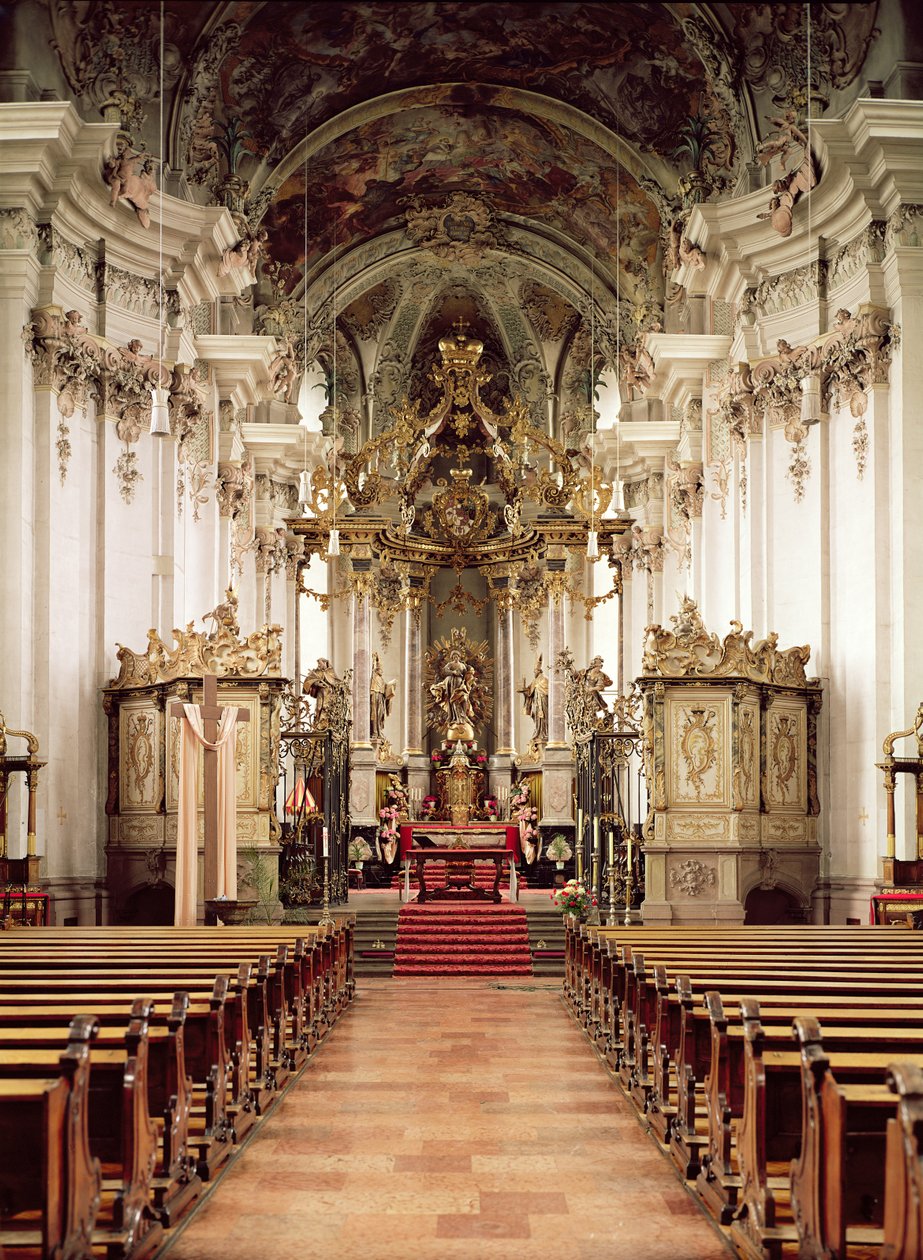 Interno, progettato da Balthasar Neumann (1687-1753) 1734-54 da German School