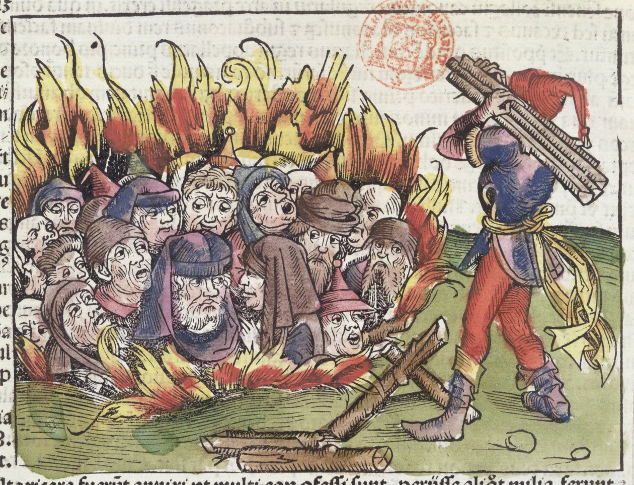 Ebrei bruciati sul rogo, da la Cronaca di Norimberga di Hartmann Schedel, 1493 da German School