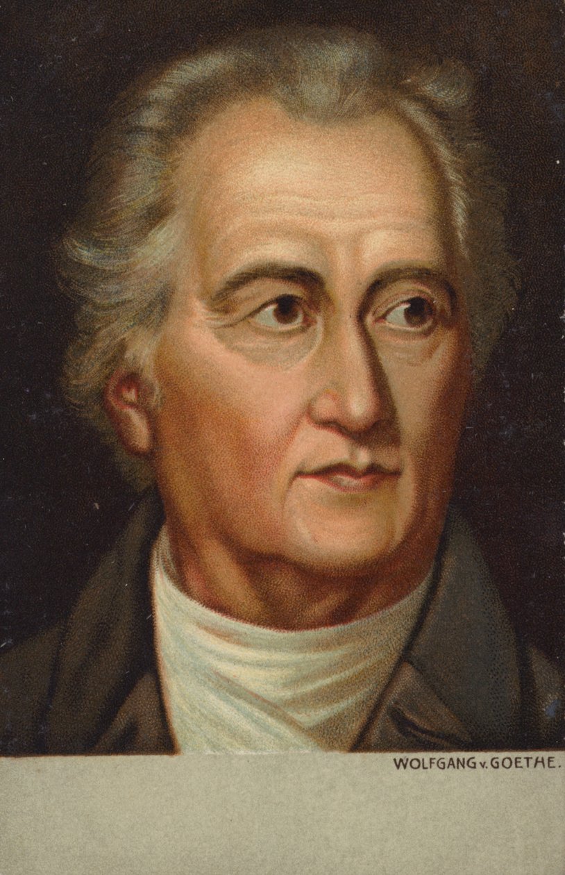 Johann Wolfgang von Goethe (1749-1832), poeta, romanziere e drammaturgo tedesco (cromolito) da German School