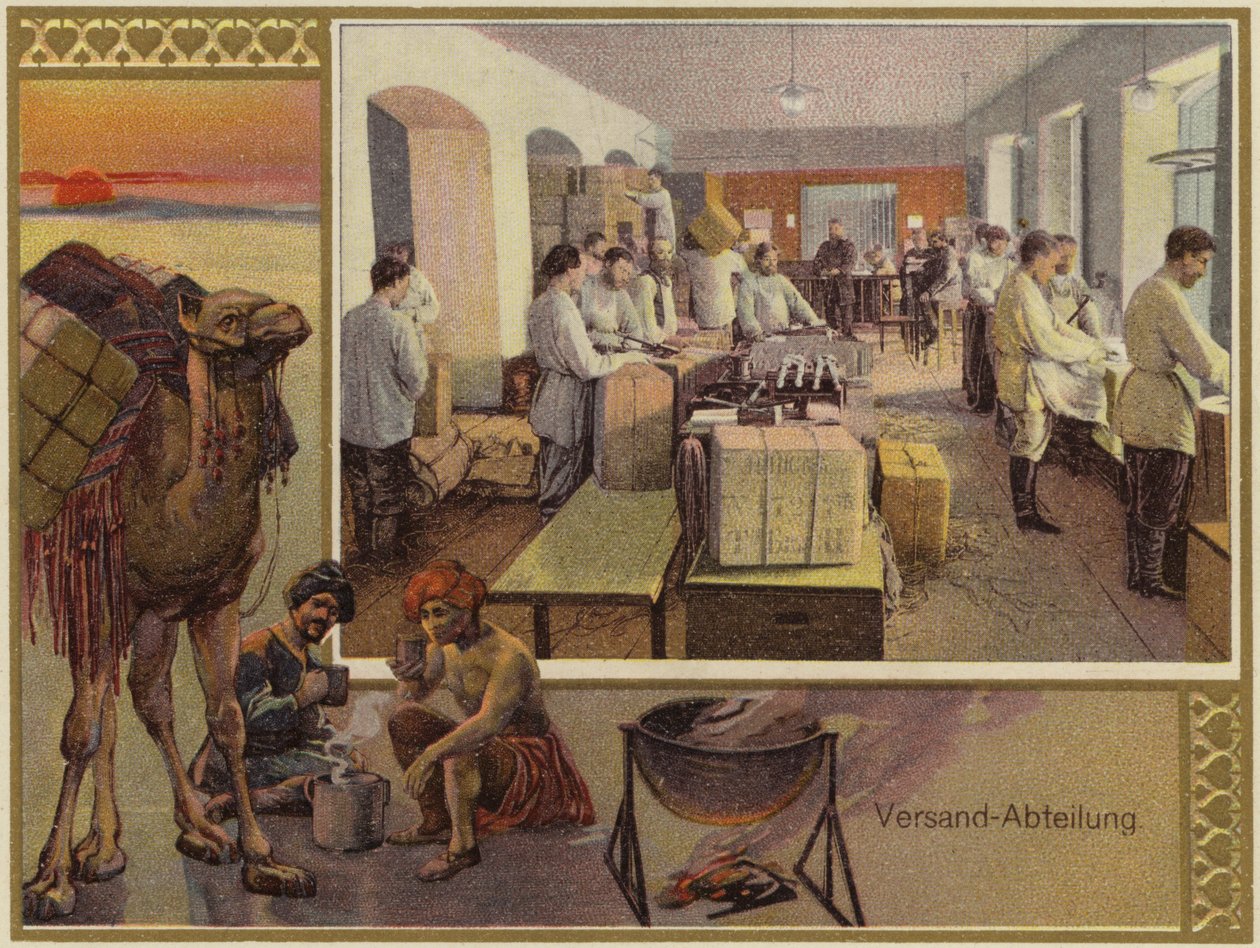 Pubblicità dei fratelli K e S Popov (litografia a colori) da German School