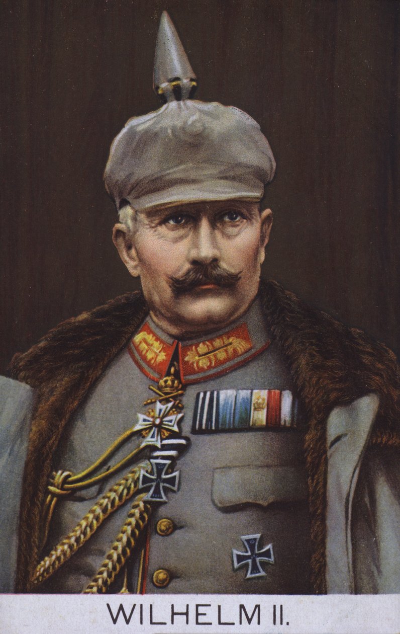 Il Kaiser Guglielmo II di Germania in uniforme militare (litografia a colori) da German School