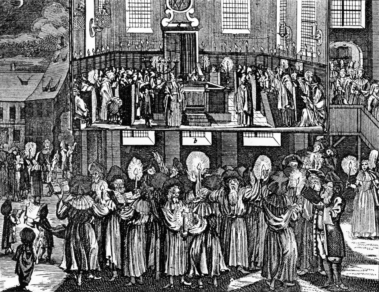 Kiddush Levana di Georg Puschner da Jüdisches Ceremoniel di Kirchner, 1726 da German School