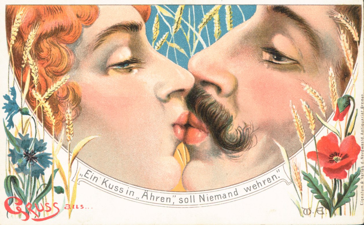 Bacio (litografia a colori) da German School