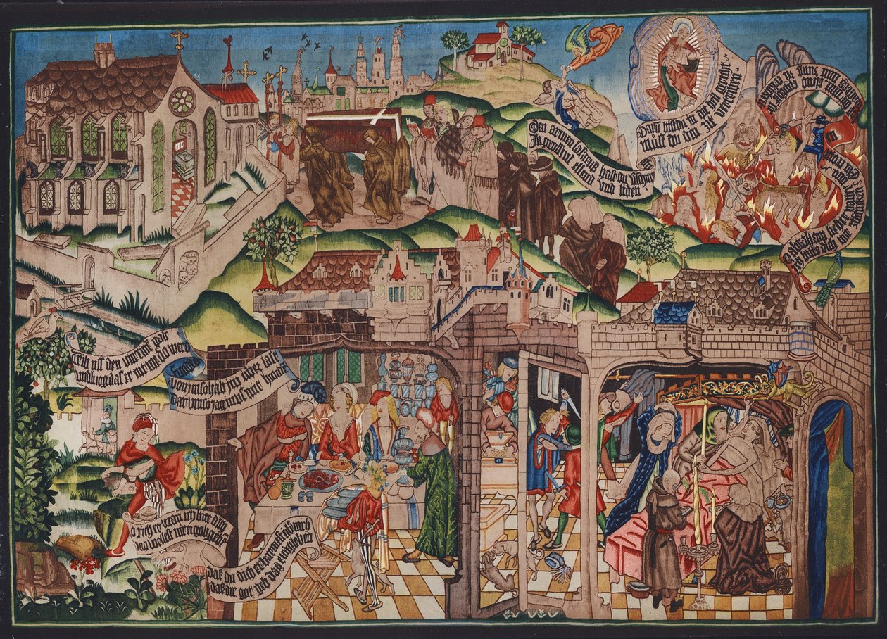 Arazzo Lazarus, Basilea, 1500 circa (litografia a colori) da German School