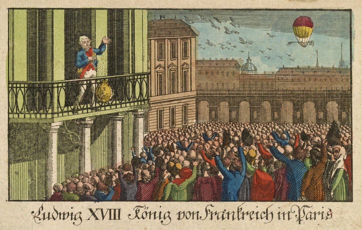 Luigi XVIII Re di Francia a Parigi, pub. 1814 da German School