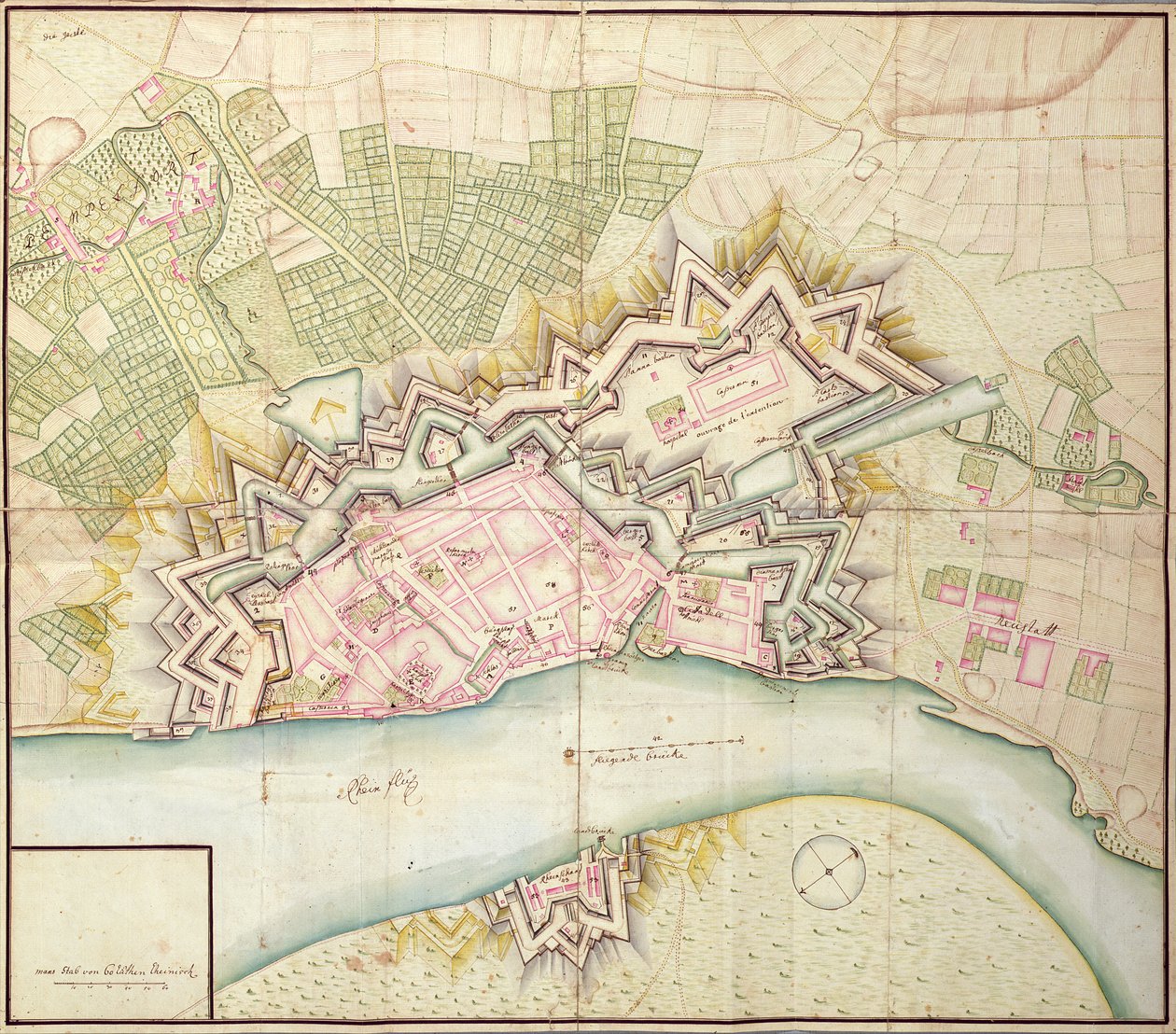 Mappa di Düsseldorf, 1736 da German School