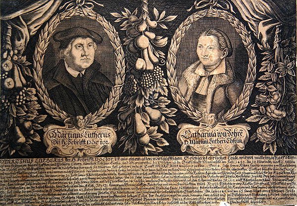 Martin Lutero e sua moglie Katharina von Bora da German School