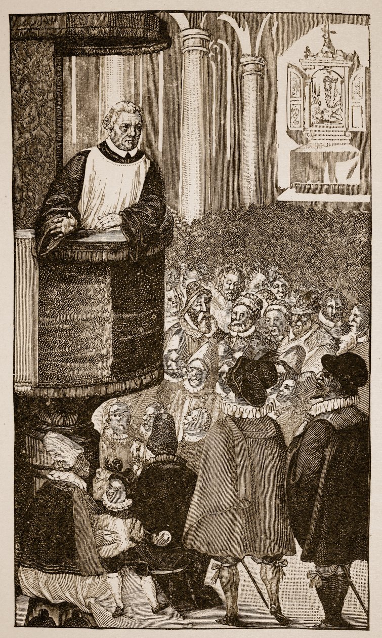 Martin Lutero che predica, c.1517 da German School
