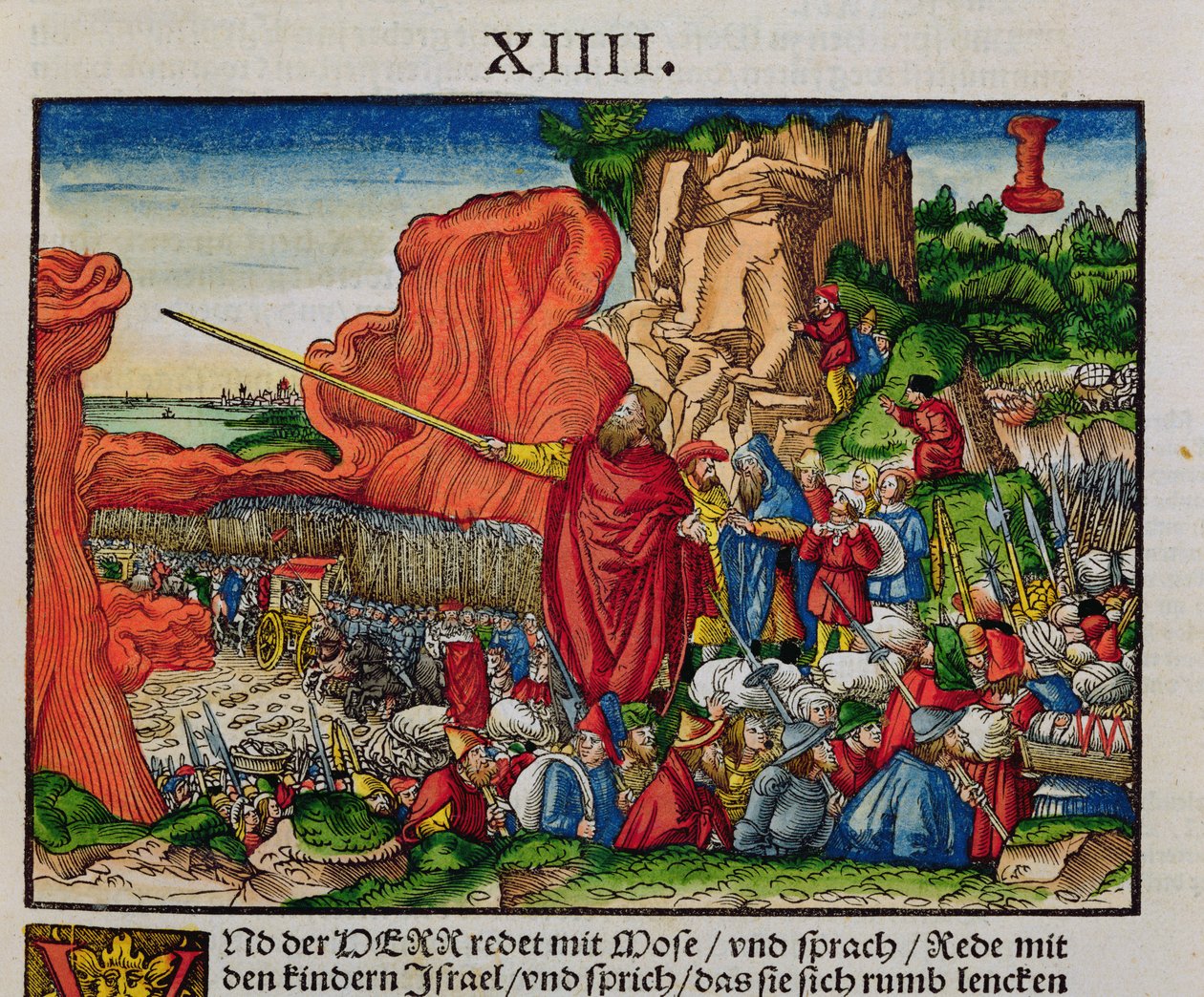 Mosè attraversa il Mar Rosso, dalla Bibbia di Lutero, c.1530 da German School