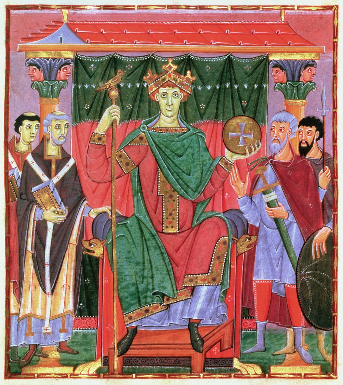 Imperatore del Sacro Romano Impero Ottone III in trono (980-1002) da German School
