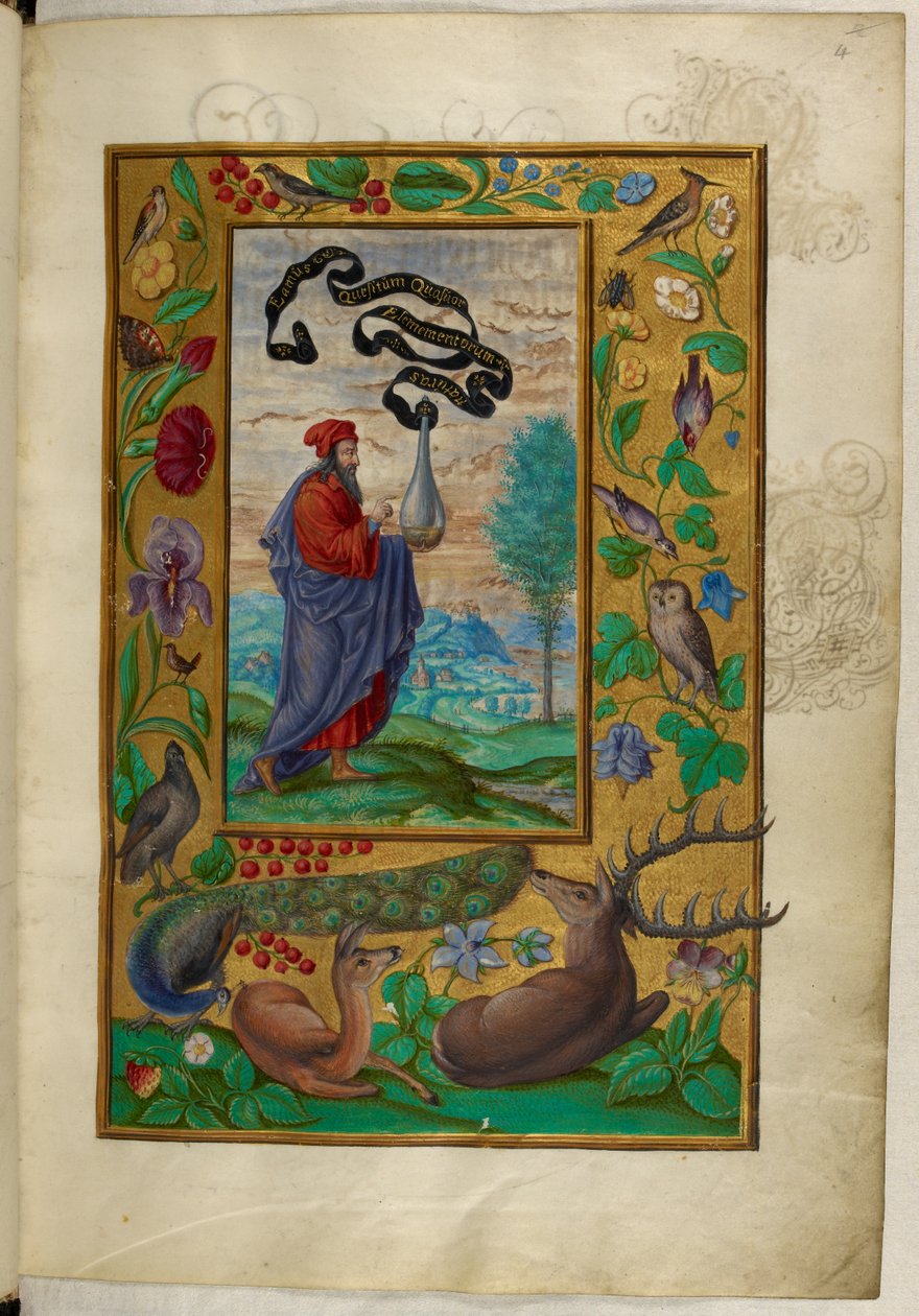 Ms Harley 3469, f.2 Filosofo con fiasca, il Primo Trattato, da 