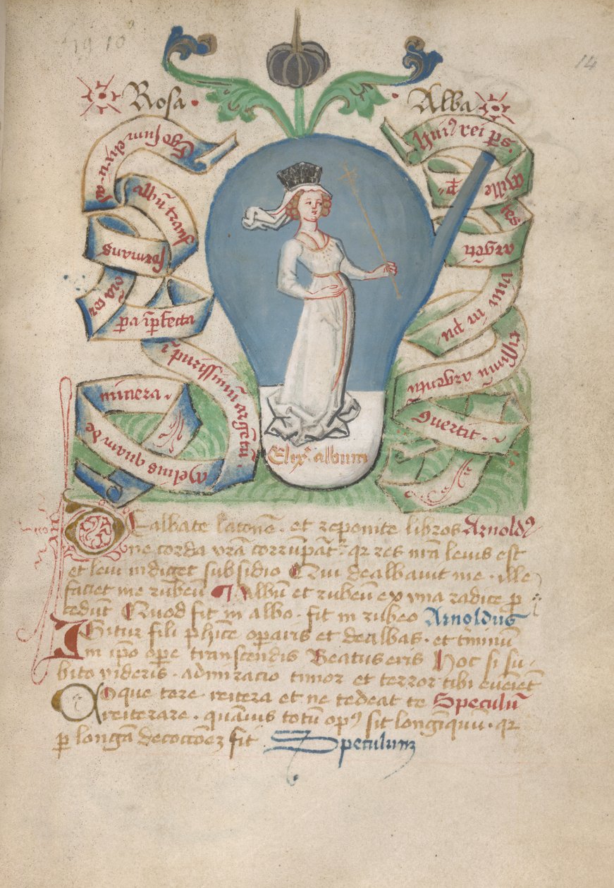 Ms Sloane 2560, f.14 dai Trattati Alchemici, fine XV secolo da German School