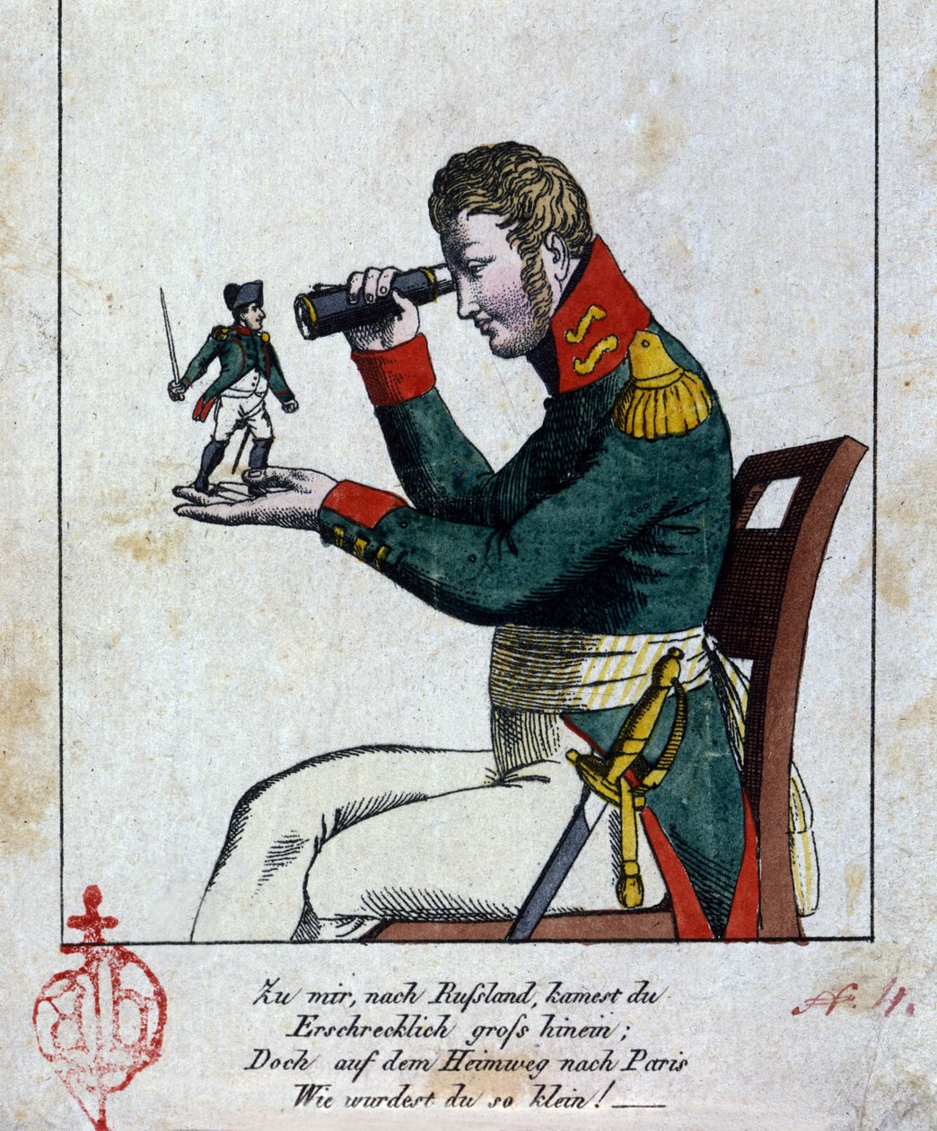 Napoleone I: la campagna di Russia A casa, in Russia, sei diventato terribilmente grande, ma tornando a Parigi, sei diventato piccolo! (per di più, fa rima!!!) Bacio. Caricatura tedesca del XIX secolo da German School