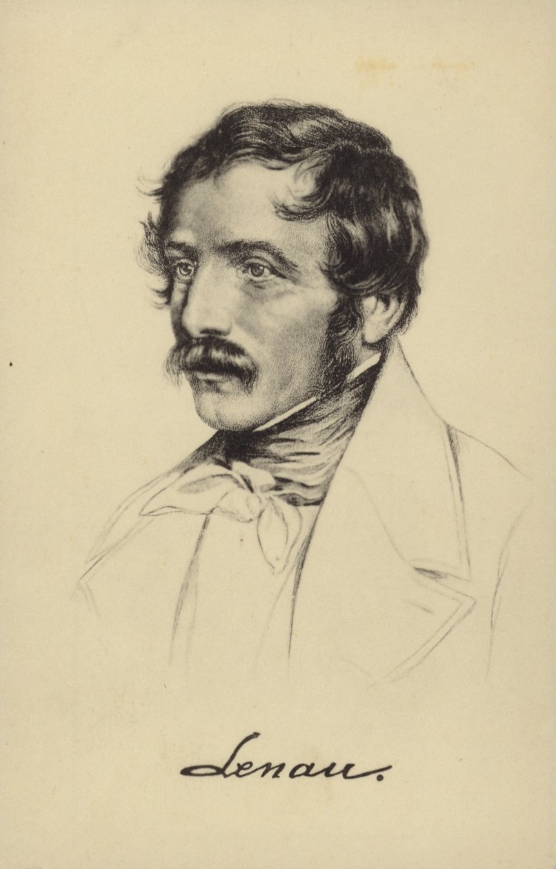 Nikolaus Lenau (1802-1850), poeta austriaco (litografia) da German School