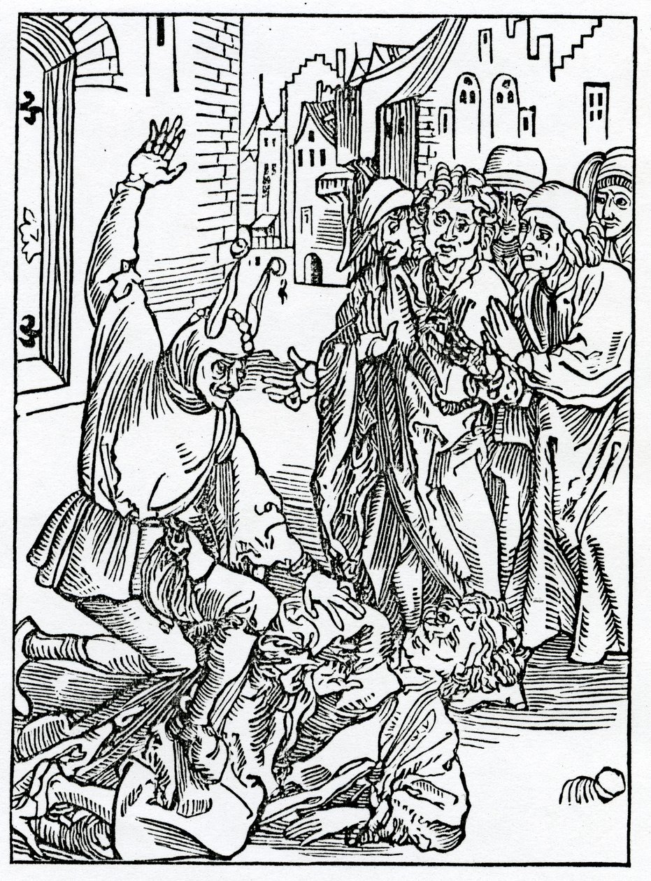 Di rottura e ferimento di amicizia e amicizia, illustrazione dalla traduzione inglese di Alexander Barclay di 