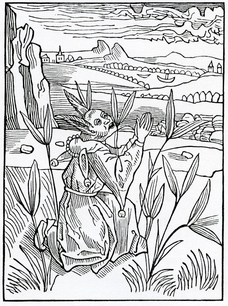 Di preghiere, voti e petizioni inutili e vane, illustrazione dalla traduzione inglese di Alexander Barclay di 