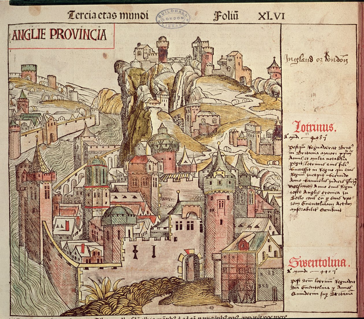Vecchia Londra, dalla Cronaca di Norimberga di Hartmann Schedel, 1493 da German School