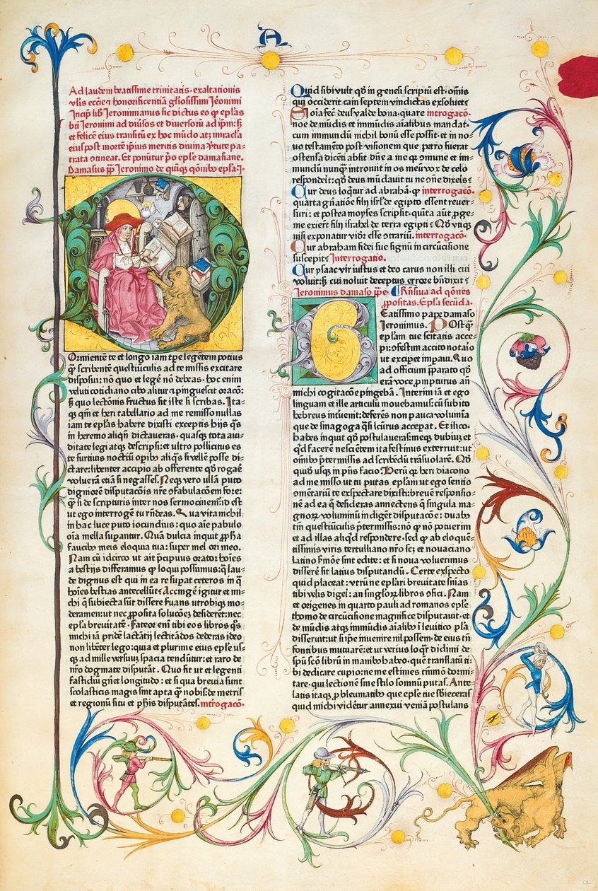 Pagina da Epistolae Hieronymus, lettere e trattati di San Girolamo, a cura di Adrianus Brielis da German School