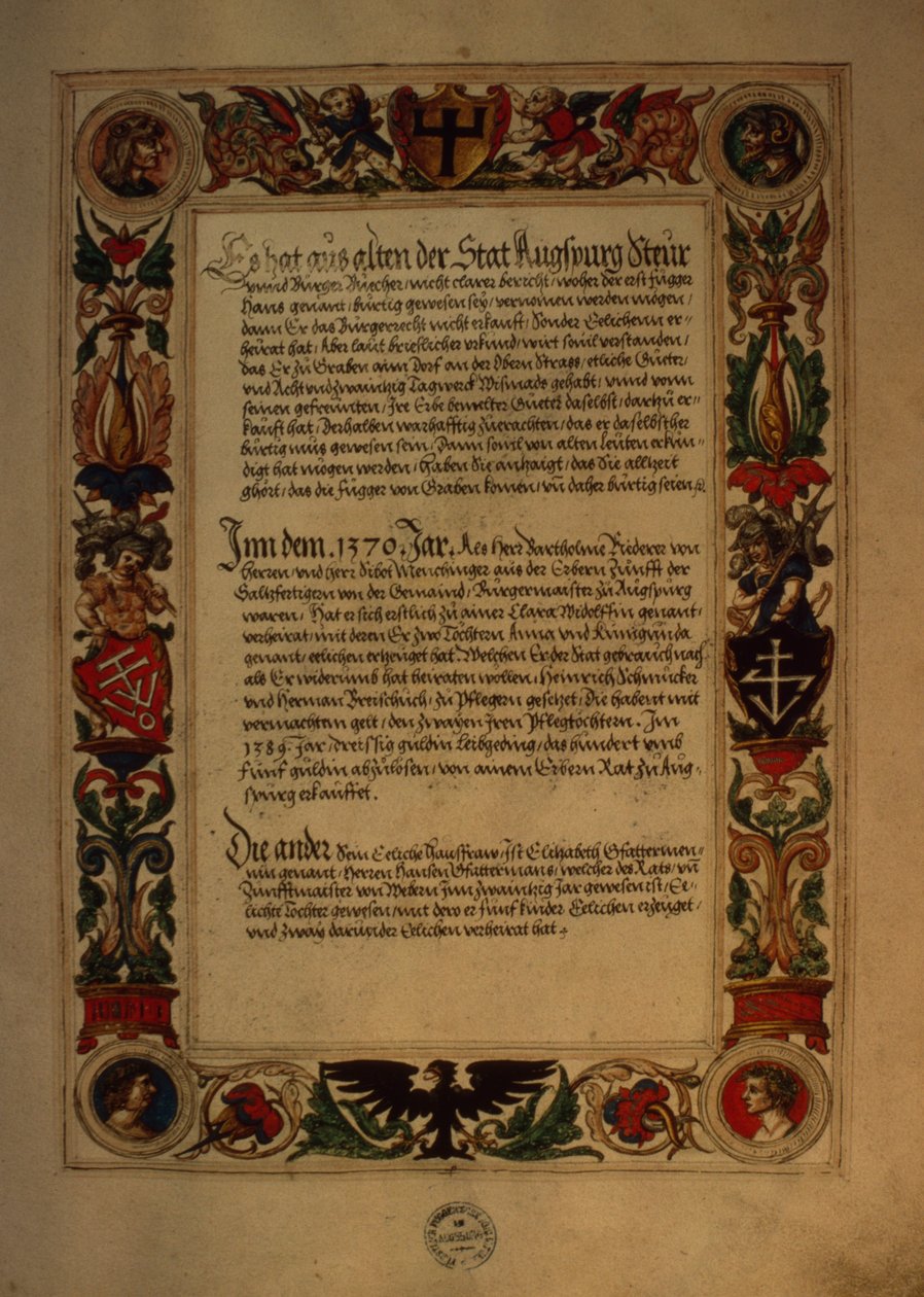 Pagina dal Geheim Ehrenbuch des Fuggerschen Geschlechts da German School