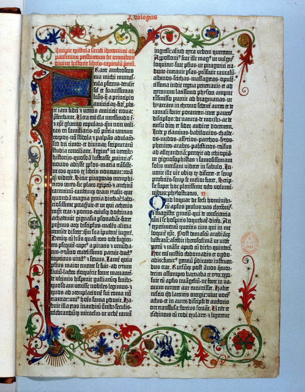 Pagina dalla Bibbia di Gutenberg, Magonza, c.1455 da German School