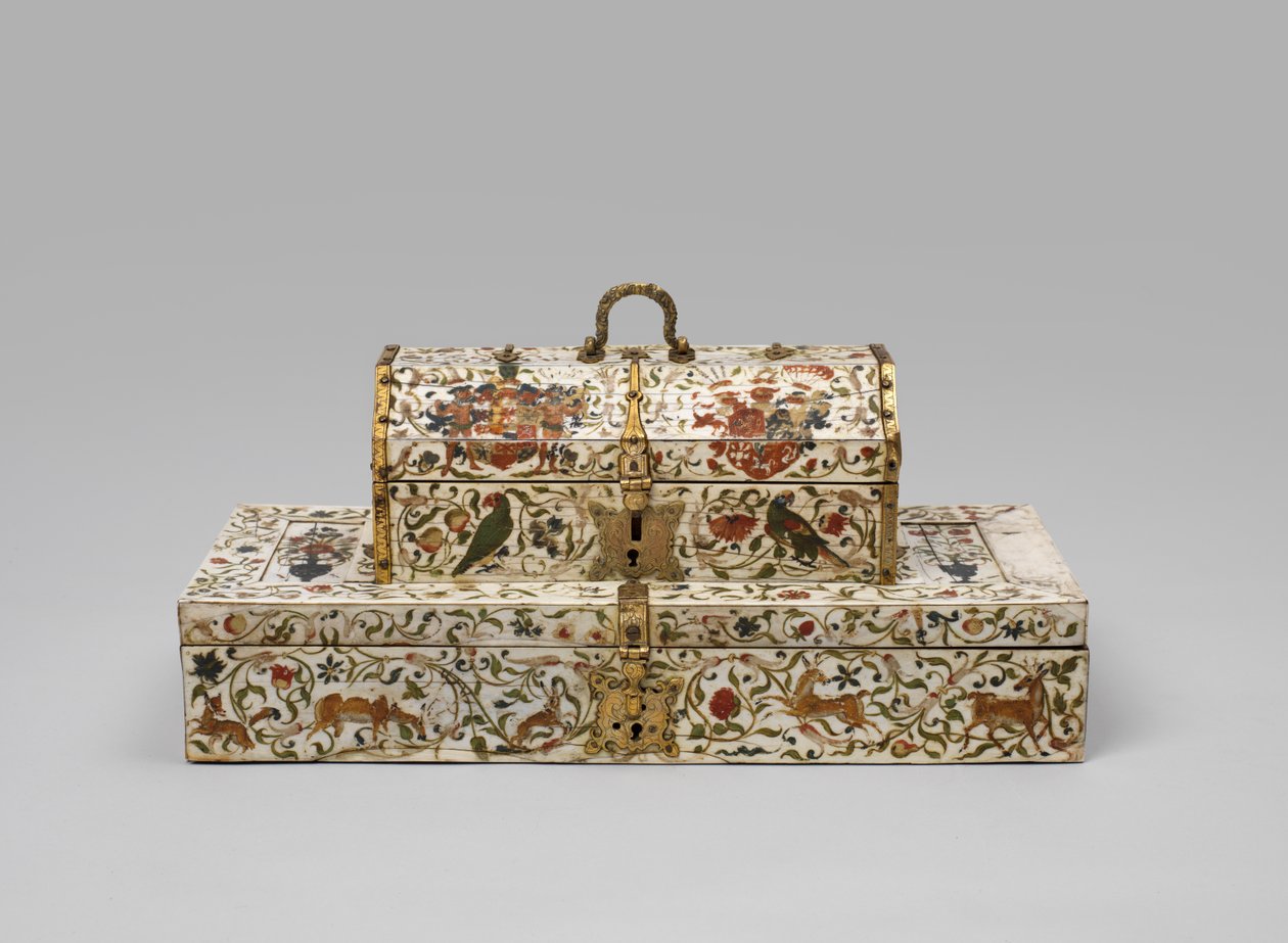 Cofanetto matrimoniale dipinto in avorio, 1600-99 da German School