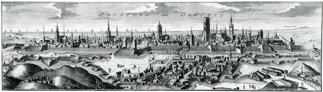 Veduta panoramica di Danzica (Gdansk) da German School
