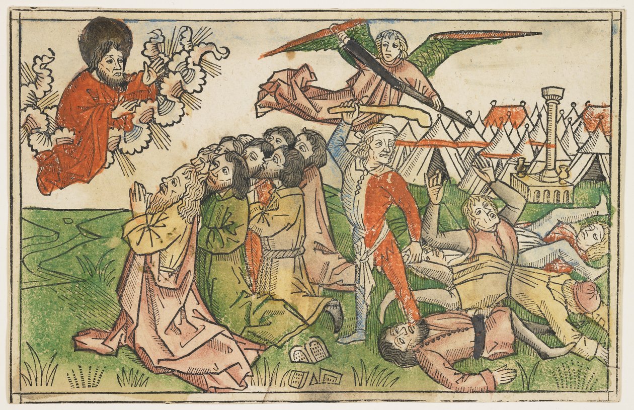 Il popolo di Israele punito per aver adorato falsi dei, 1478 circa, dalla Bibbia di Koberger, Norimberga, 1483 da German School