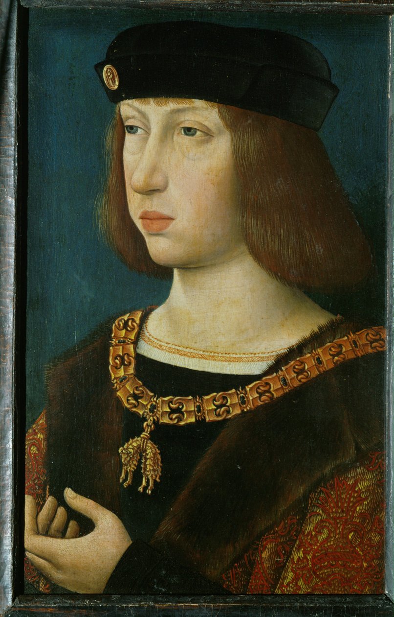 Philipp der Schoene, figlio di Massimiliano I e Maria di Borgogna ... (dipinto su tavola) da German School