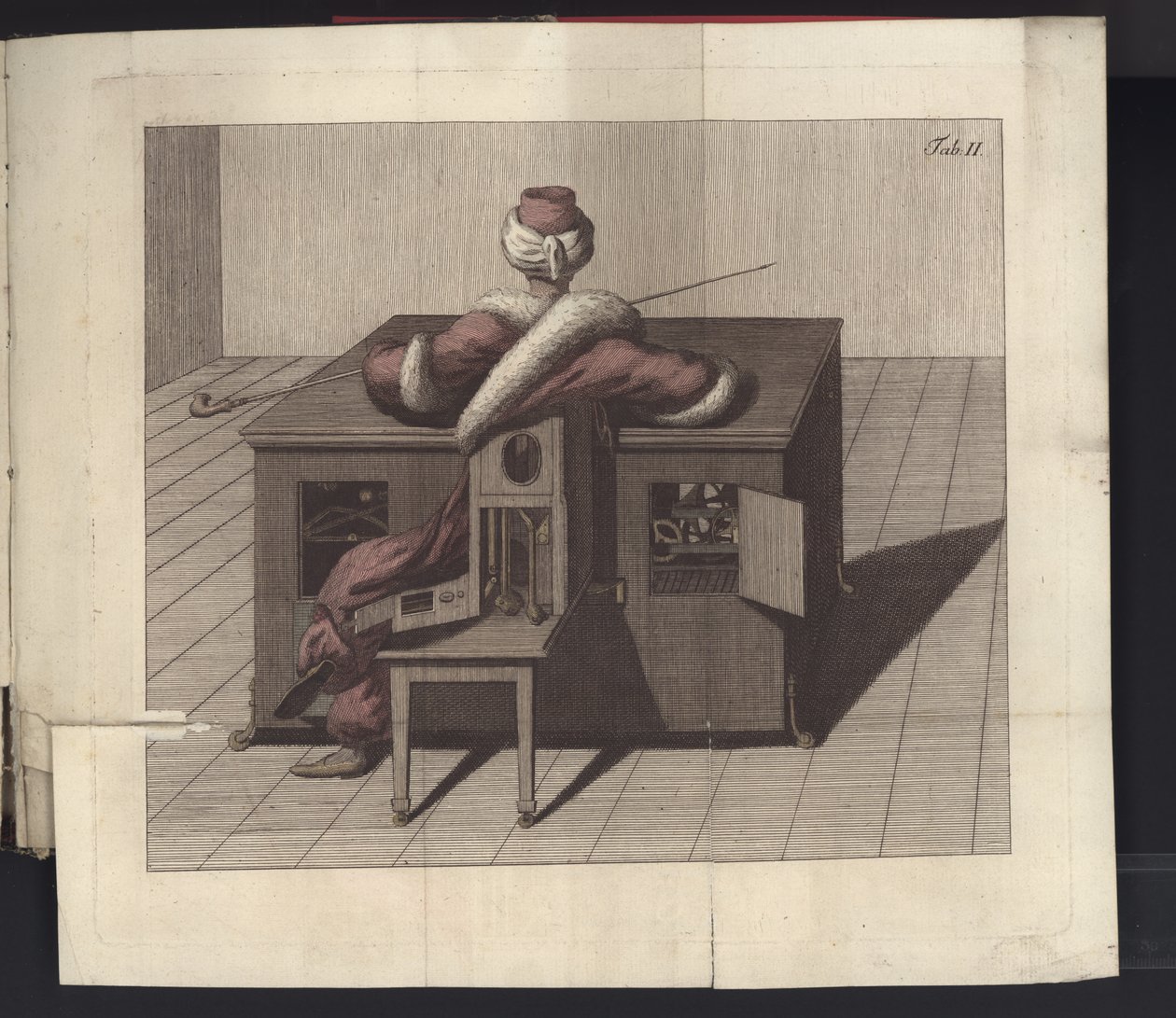Tavola II da Uber den Schachspieler des Herrn von Kempelen und dessen Nachbildung, Lipsia e Dresda: Joh. Gottl. Breitkopf, 1789 da German School