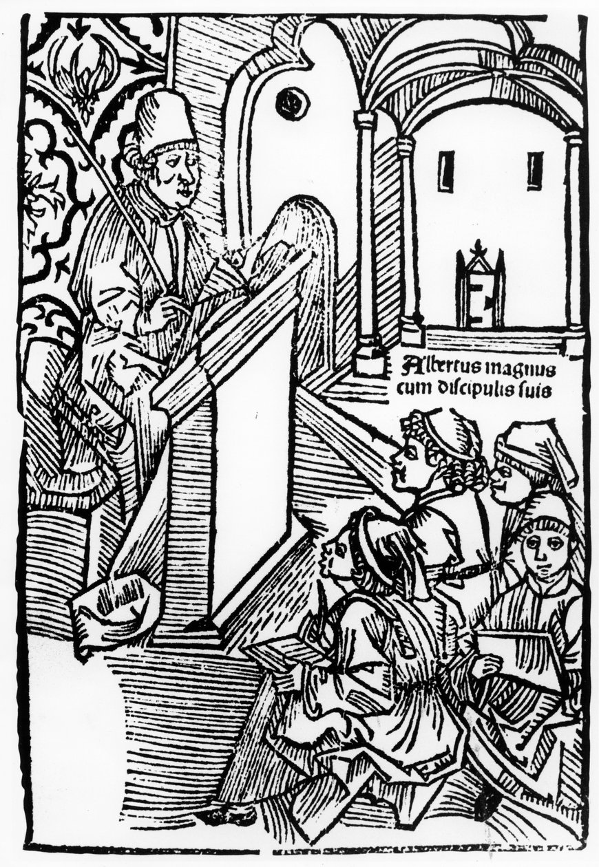 Ritratto di Alberto Magno con alcuni dei suoi allievi, illustrazione per la pagina del titolo di Epitomata, riparazioni, o l