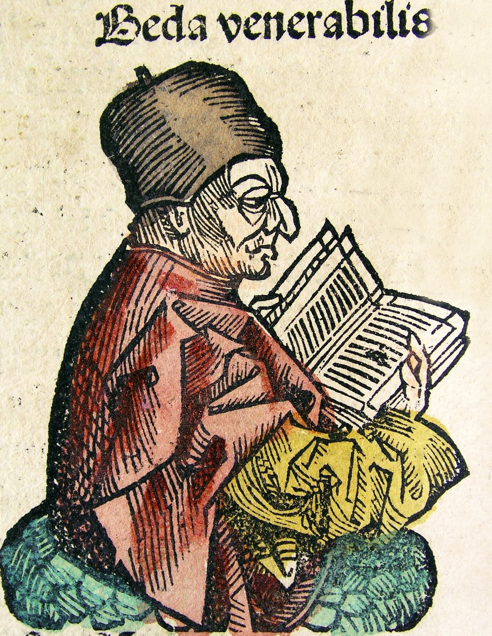 Ritratto di Beda, pubblicato nella Cronaca di Norimberga, 1493 da German School