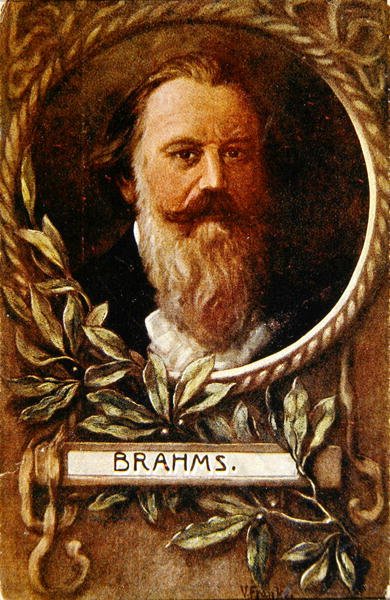 Cartolina raffigurante Johannes Brahms (1833-97) c.1910 da German School