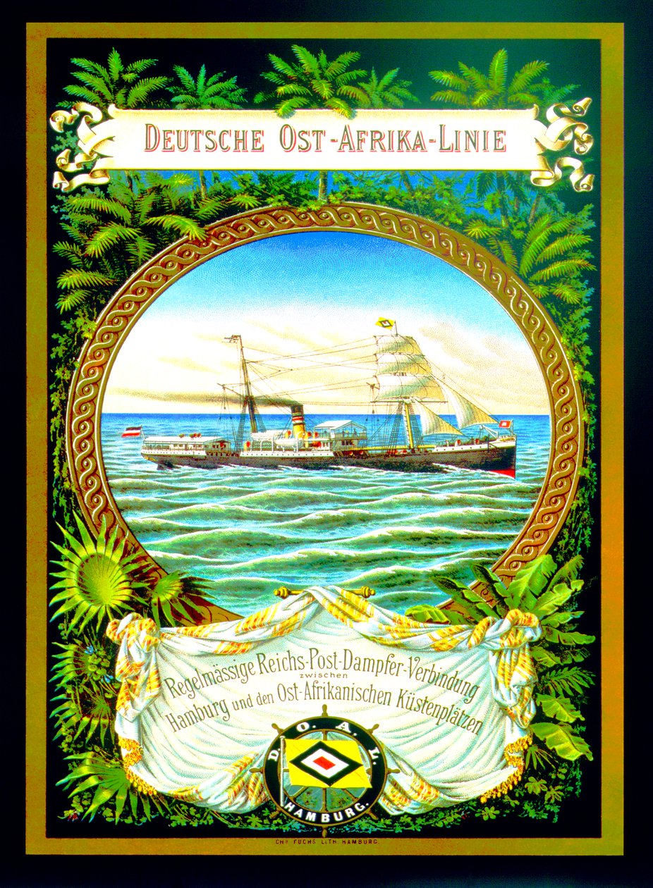 Poster pubblicitario della German East Africa Line, 1890 da German School