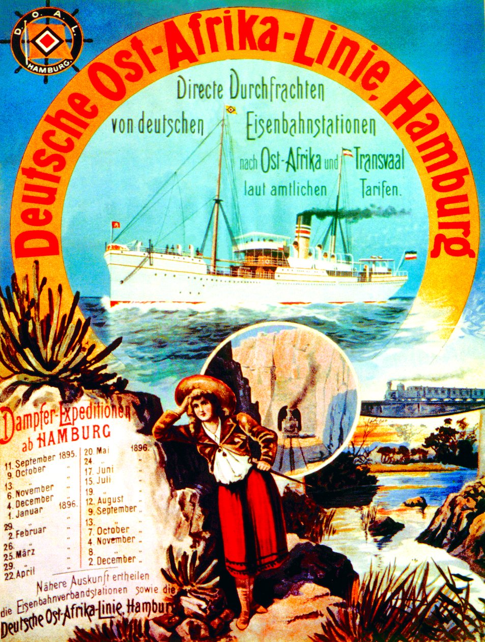 Poster pubblicitario della German East Africa Line, Amburgo, 1895 da German School