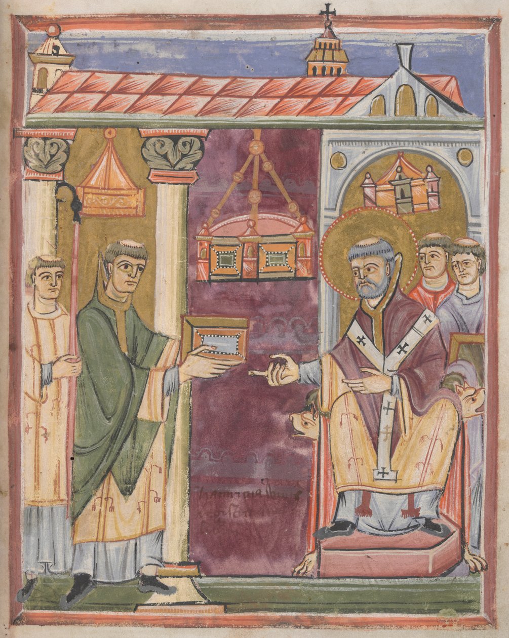Sacerdote che presenta un libro [a Sant