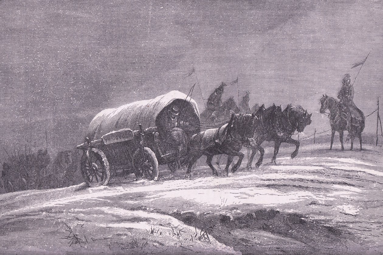 Posta da campo prussiana nella neve, Cassells History of the War between France and Germany pubblicata da Cassell and Company Limited, c.1890 da German School