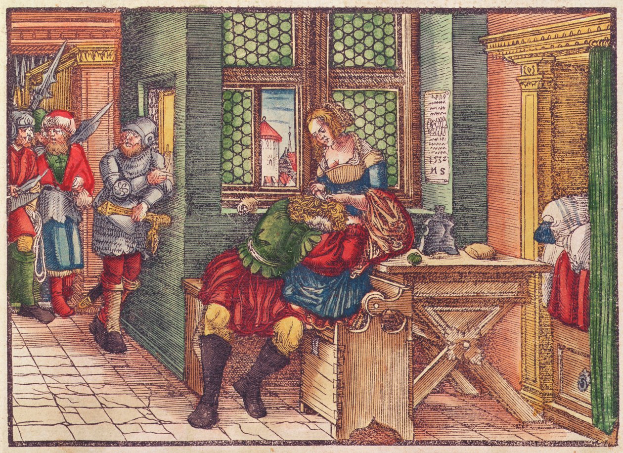 Sansone e Dalila, dalla Bibbia di Lutero, c.1530 da German School