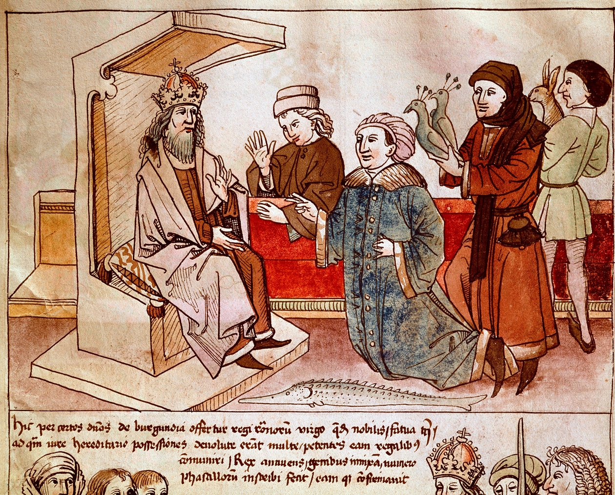 Sigismondo I di Lussemburgo, imperatore del Sacro Romano Impero, riceve il tributo dei popoli sottomessi (miniatura dalle Cronache del Concilio di Costanza di Ulrich Richental) da German School