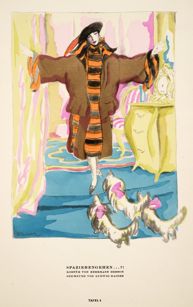 "Spazierengehen!", pubblicità per il costume di Hermann Gerson, da Styl, pub.1922 (stampa pochoir) da German School