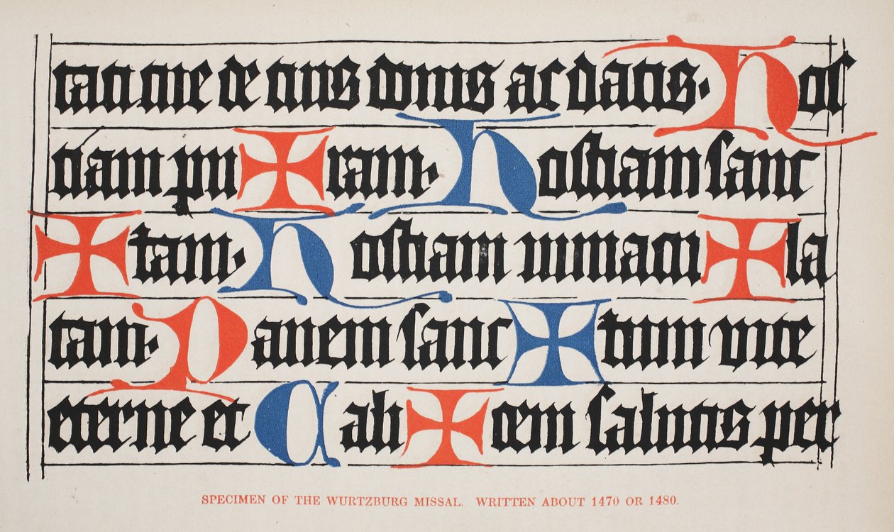 Specimen del Messale di Wurtzburg, scritto intorno al 1470 o 1480 da German School