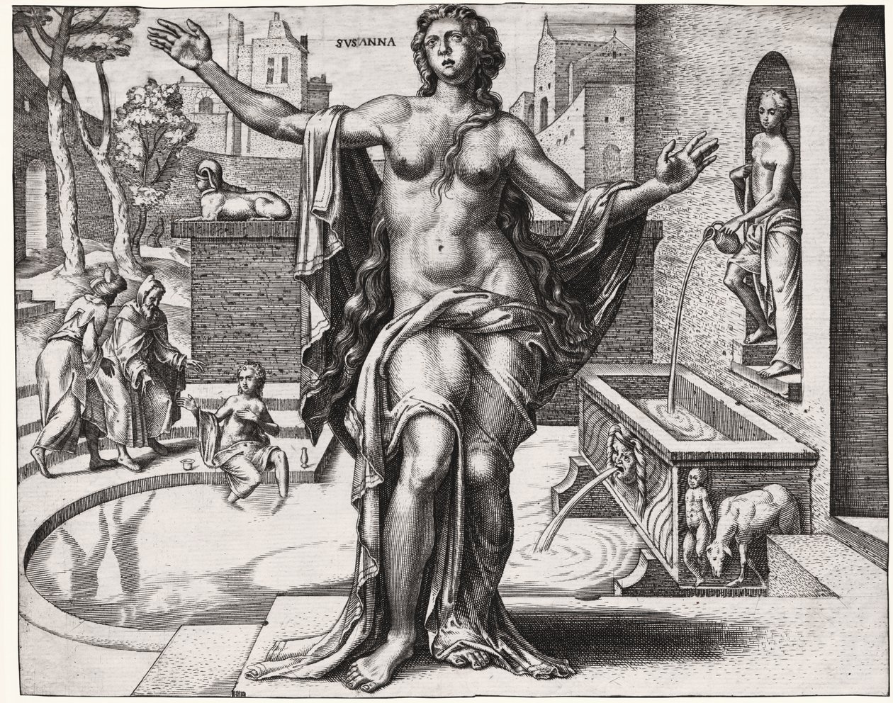 Susanna al bagno (incisione) da German School